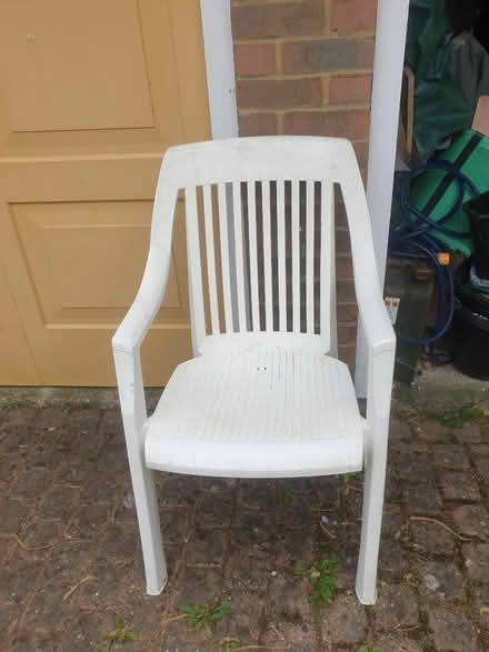 Photo of free Sturdy white plastic garden chair (Cooden TN39) #2