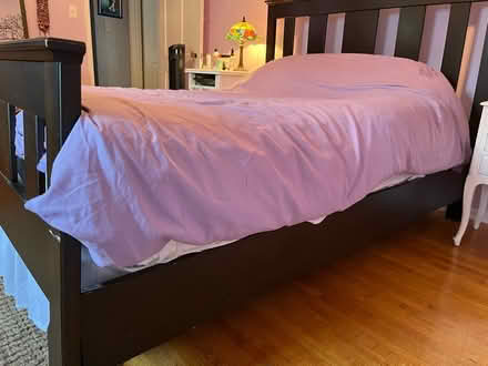 Photo of free Gorgeous dark wood queen bed frame (Koreatown) #4