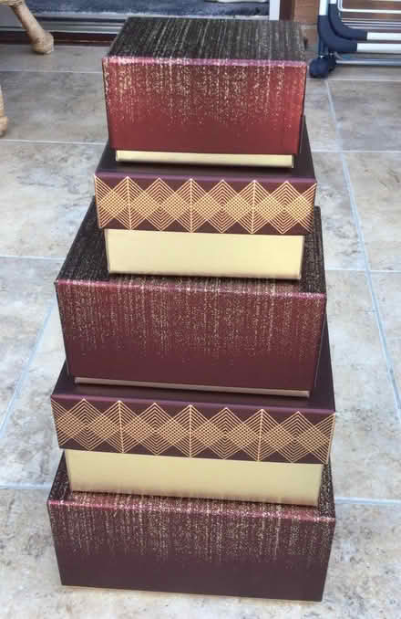 Photo of free Five decorative stackable small boxes (Nine Elms SN5) #1