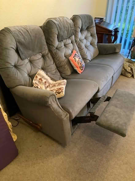 Photo of free Green three seater sofa (Crowborough Warren TN6) #1