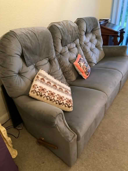 Photo of free Green three seater sofa (Crowborough Warren TN6) #2