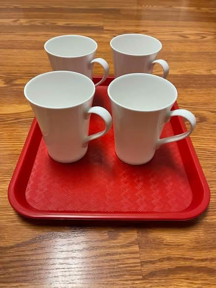 Photo of free Four white ceramic cups, Mikasa (Piney Orchard) #1