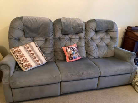 Photo of free Green three seater sofa (Crowborough Warren TN6) #3