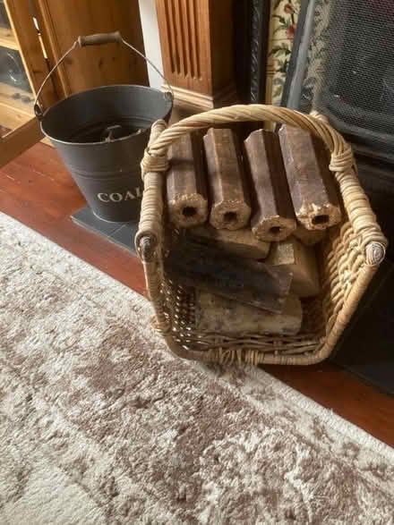 Photo of free Coal bucket, coal, log basket and logs (Whitehill TN6) #1