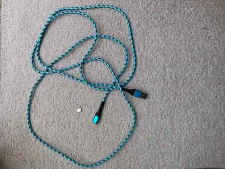 Photo of free 2 metre USB to i-Phone Charging Cable (New but broken) BLUE (Chorlton-cum-Hardy M16) #1