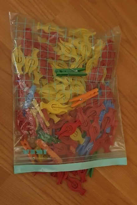 Photo of free 108 mixed plastic clothes pegs (Newton Hill WF1) #1