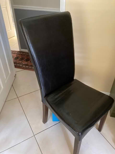 Photo of free Black leather dining chair (Crowthorne RG45) #1