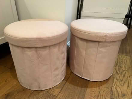 Photo of free 2 pink storage round stool ottoman (Chelsea SW3) #3