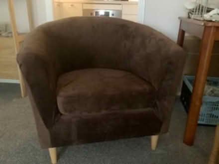 Photo of free Tub chair (chocolate brown) (Stratford-upon-Avon CV37) #1