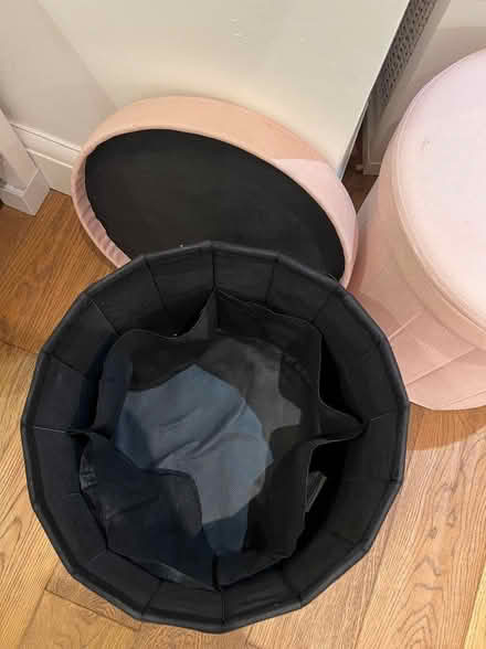 Photo of free 2 pink storage round stool ottoman (Chelsea SW3) #1
