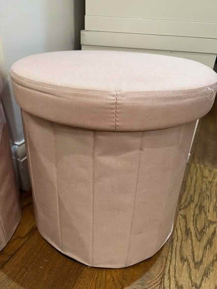 Photo of free 2 pink storage round stool ottoman (Chelsea SW3) #2