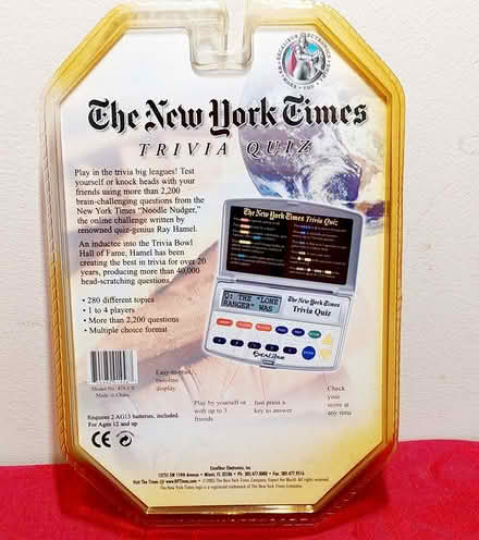 Photo of free Vintage NY Times Trivia Game (Near Rahway High School) #2