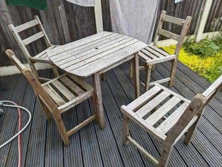 Photo of free Outside wood table and chairs (Droylsden) #1