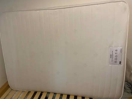 Photo of free Pine double bed and mattress (Brockley / Lewisham SE13) #1