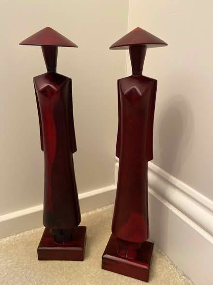Photo of free Pair of oriental wooden statutes (Raynes Park) #1