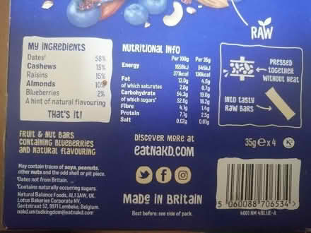 Photo of free Nakd Blueberry Muffin Bars (Cutteslowe, OX2) #2