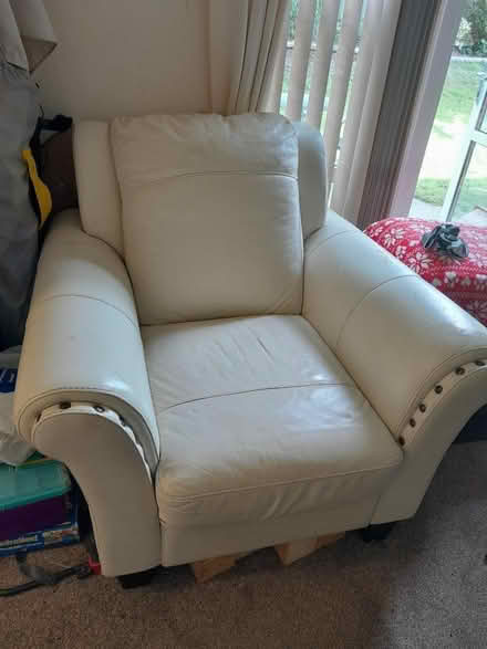 Photo of free Cream leather armchair (Purbrook PO7) #2
