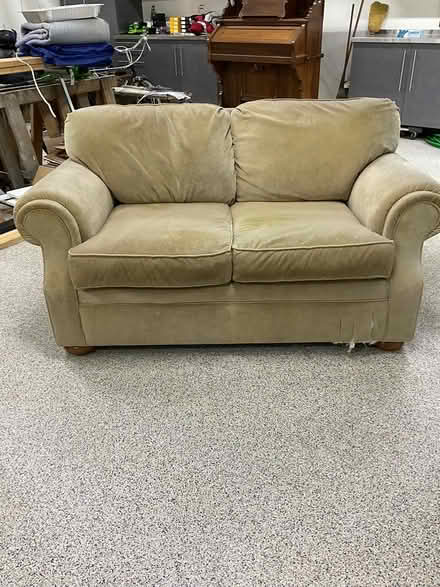 Photo of free tan velvety fabric love seat (City of Delafield) #2