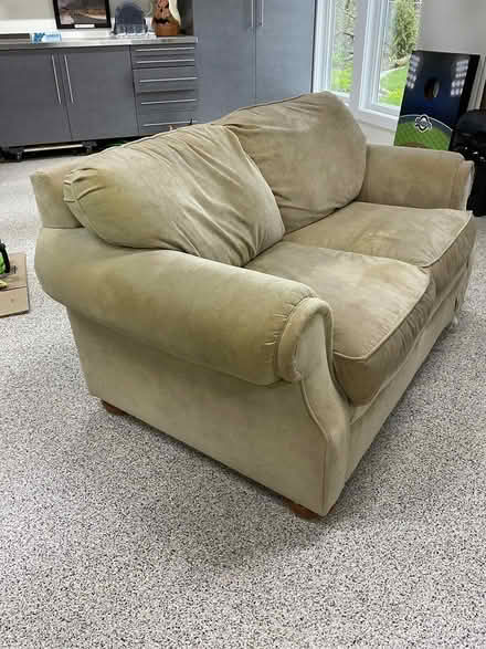 Photo of free tan velvety fabric love seat (City of Delafield) #1