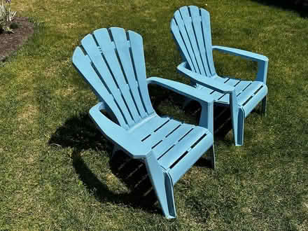Photo of free 2 plastic light blue Muskoka chairs (Wateridge Village) #4