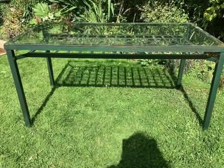 Photo of free Outdoor metal table with glass top (Oxhey Hall WD19) #1