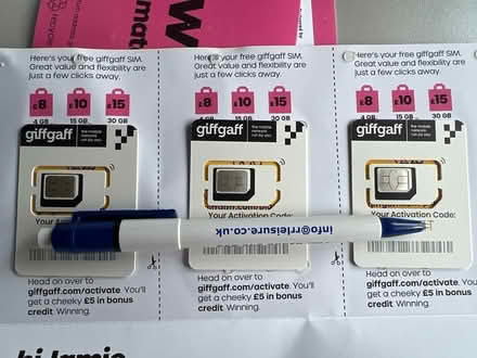 Photo of free Giffgaff (O2) SIM cards (Derby, Borrowash DE72) #1