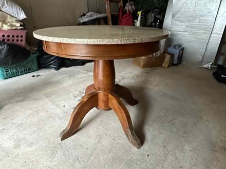 Photo of free Table wood round granite top (Avon) #1