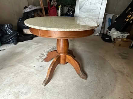 Photo of free Table wood round granite top (Avon) #3