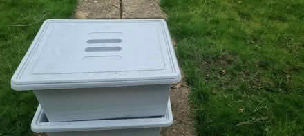 Photo of free 2 plastic stackable boxes & 1 lid (Bladon OX20) #3