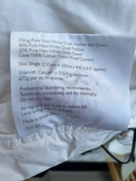 Photo of free Warm single duvet (Maidenhead SL6 4) #2