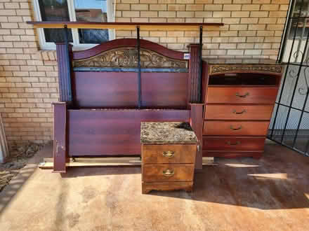 Photo of free Queen bed frame dresser night stand (Northeast) #1