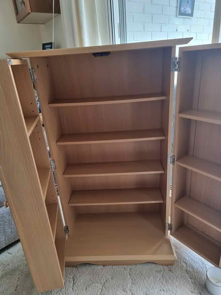 Photo of free Upright oak veneer storage cabinet (Bourne End SL8) #1