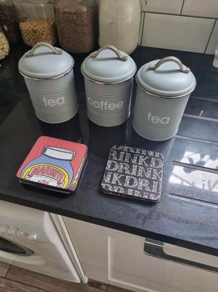 Photo of free Costers and coffee/tea tins (Urmston M41) #1