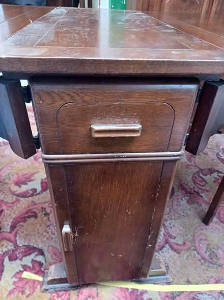 Photo of free Old heavy table with integral cupboards and draws (Pittville GL52) #1