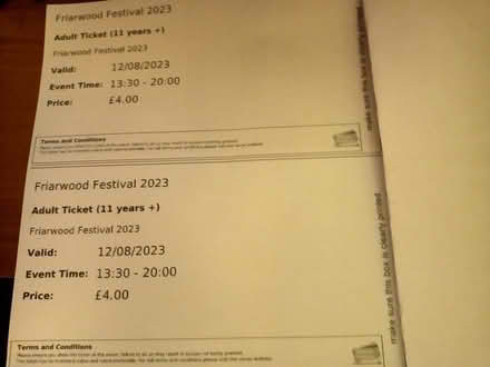 Photo of free 2 tickets Friarwood festival12/8/23 (Pontefract) #1