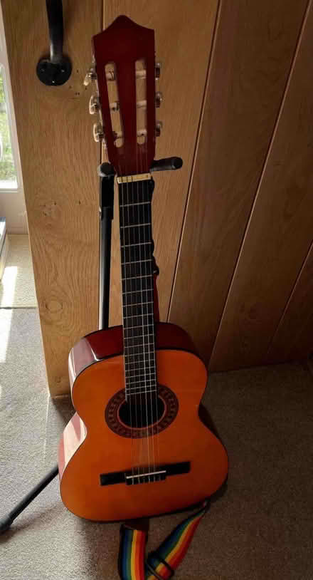Photo of free Acoustic Guitar and Stand (Cockerham LA2) #1