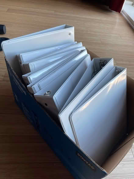 Photo of free Box of 3 ring binders (South Boston) #1