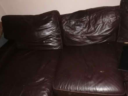 Photo of free Brown leather sofa and 2 chairs (Low Beechburn DL15) #4