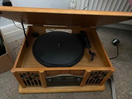 Photo of free Retro Wooden Record player etc (LU2 Round Green) #1