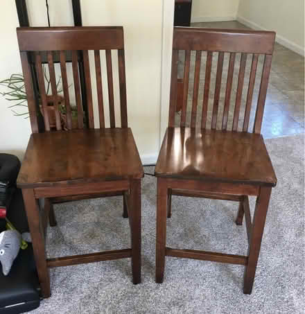Photo of free 2 solid wood barstools (Dracut) #1