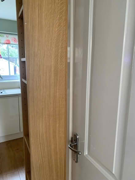 Photo of free Tall wood shelving unit (Idle Bradford) #3