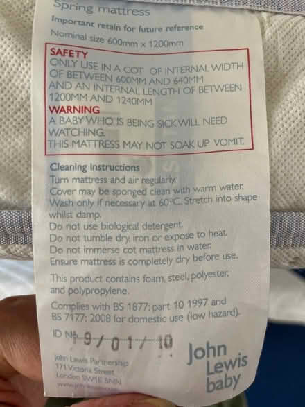 Photo of free 2 different size cot mattresses (SE8 Deptford) #3