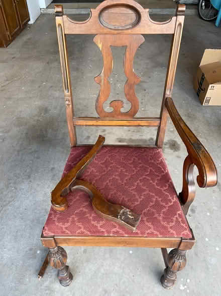 Photo of free Antique chair - needs repair (Westside near Unser/Dellyne) #2