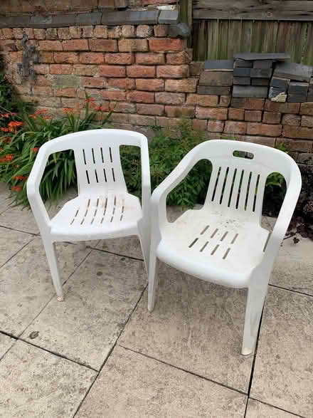 Photo of free White garden chairs (Stockbrook, Derby DE22) #1