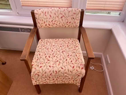 Photo of free Wooden upholstered chair (TA8 burnham on sea) #1