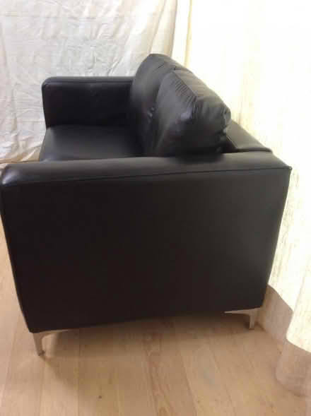 Photo of free Black leather 2 seater sofa with chrome legs (Oxhey Hall WD19) #2