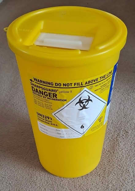 Photo of free Yellow 5 Ltr Sharps Bin (Liss GU33) #1