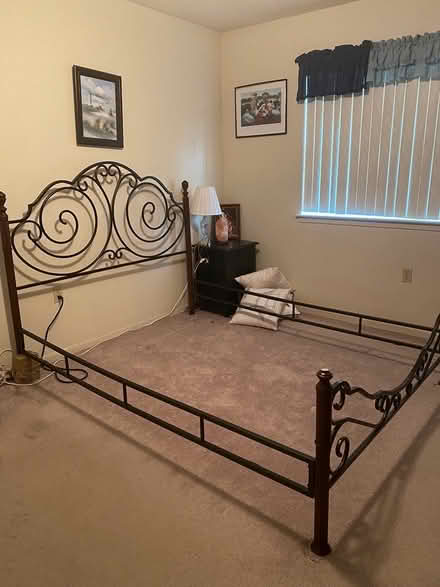 Photo of free Queen bed frame, mattress (Bluewater Bay Area) #1