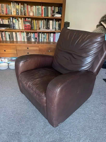 Photo of free Soft brown leather recliner chair (NE30) #3