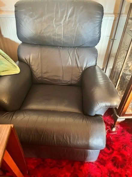 Photo of free Used Navy Leather armchair (Stroud) #1